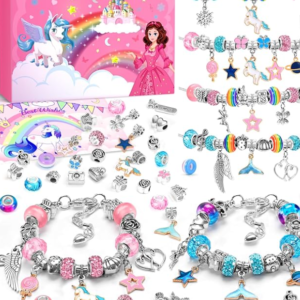 INOMO Einhorn Geschenke für Mädchen, Bastelset Kinder ab 6 Jahre, Einschulung Mädchen Armbänder Selber Machen, Schmuck Selber Machen Set 6 7 8 9 10 11 12 Jahre, Bastelset für Kinder Spielzeug